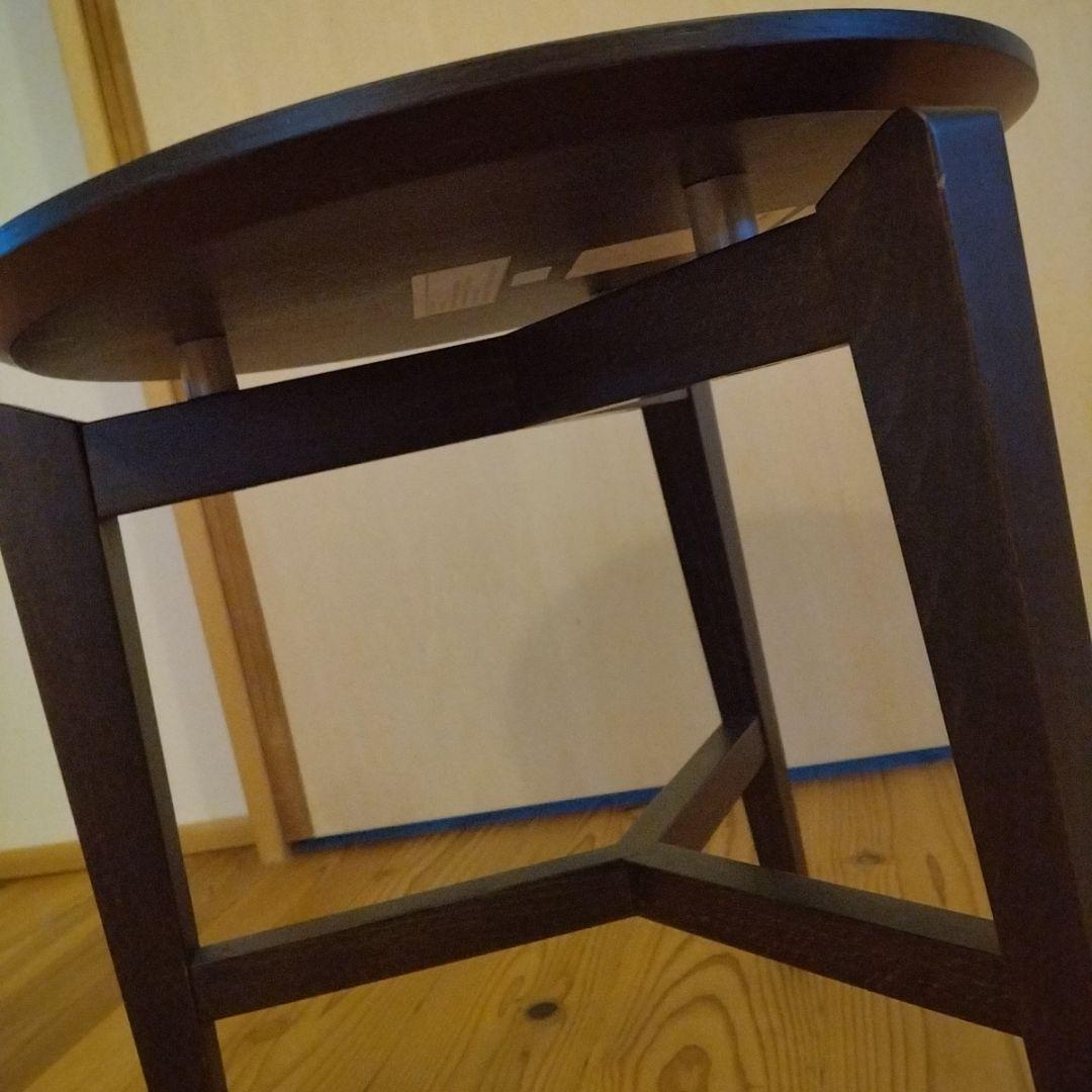 大塚家具　イタリア製　円形ダークブラウン木製サイドテーブル