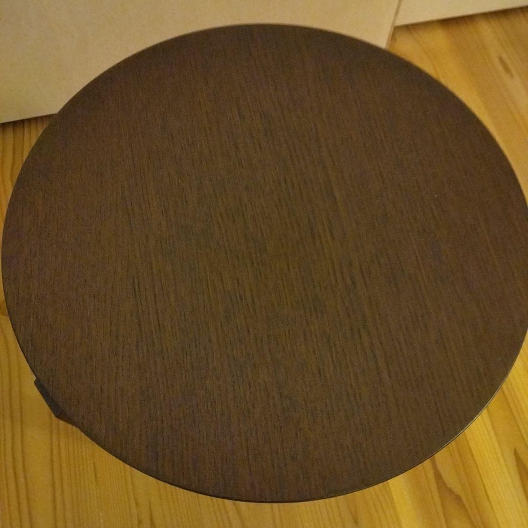 大塚家具　イタリア製　円形ダークブラウン木製サイドテーブル