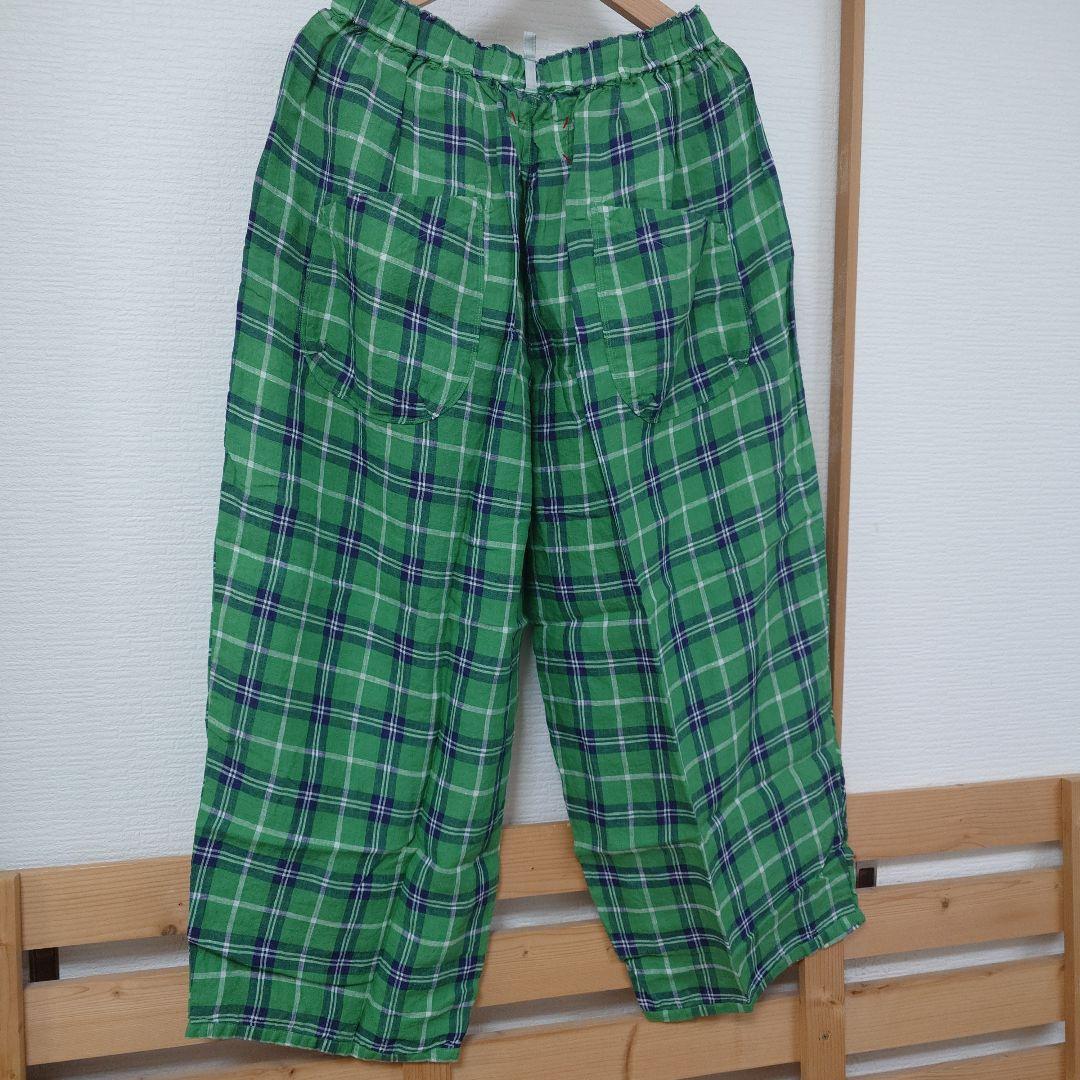 新品　快晴堂タータンチェックエバーグリーン ふわふわタックパンツ