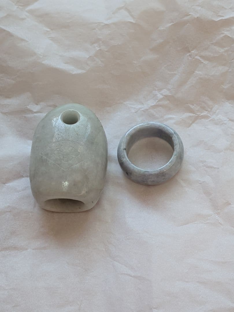 土日限定価格！全て糸魚川翡翠原石使用！石笛&ラベンダー翡翠リングセット