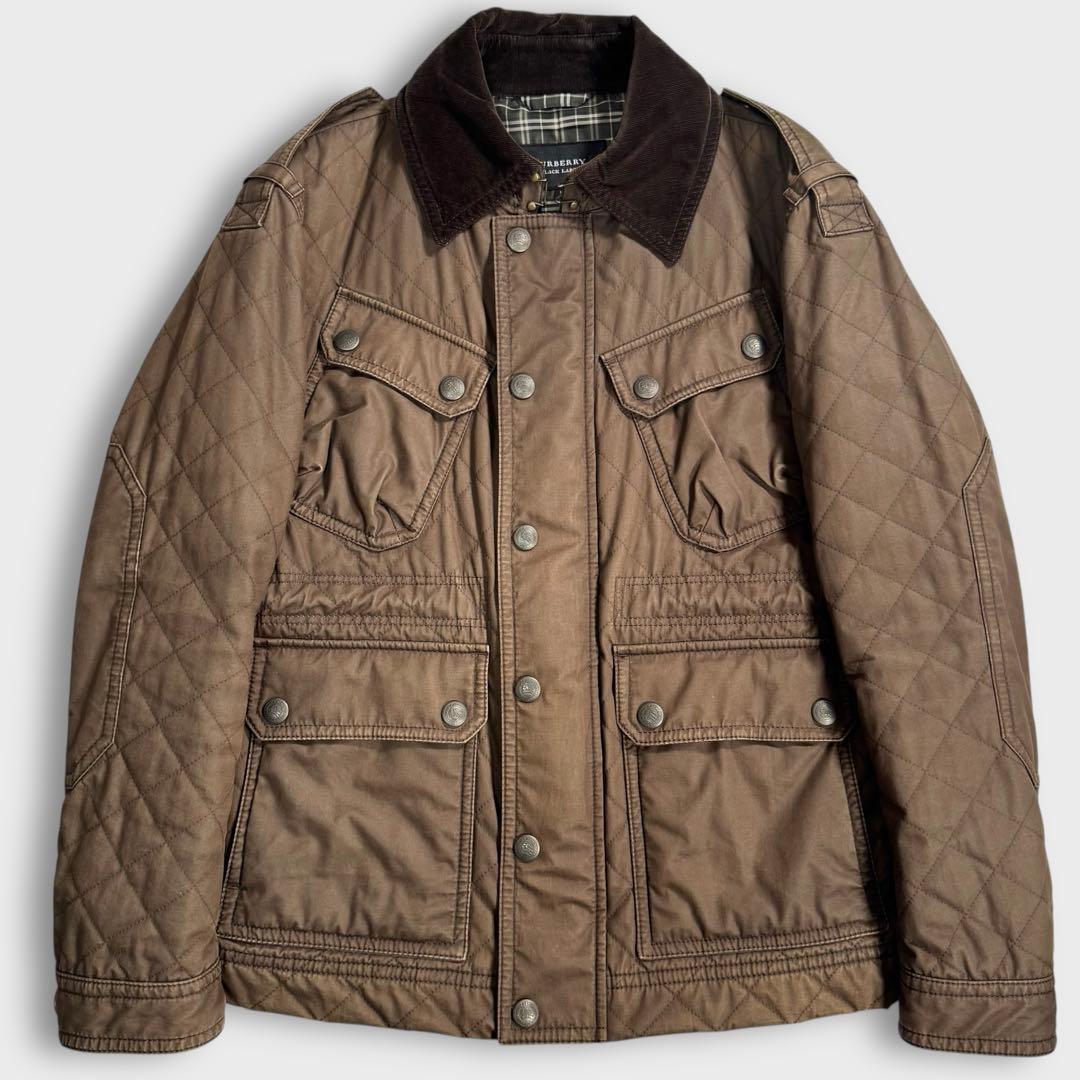 バーバリーブラックレーベル M-65 キルティング ミリタリージャケット カーキ