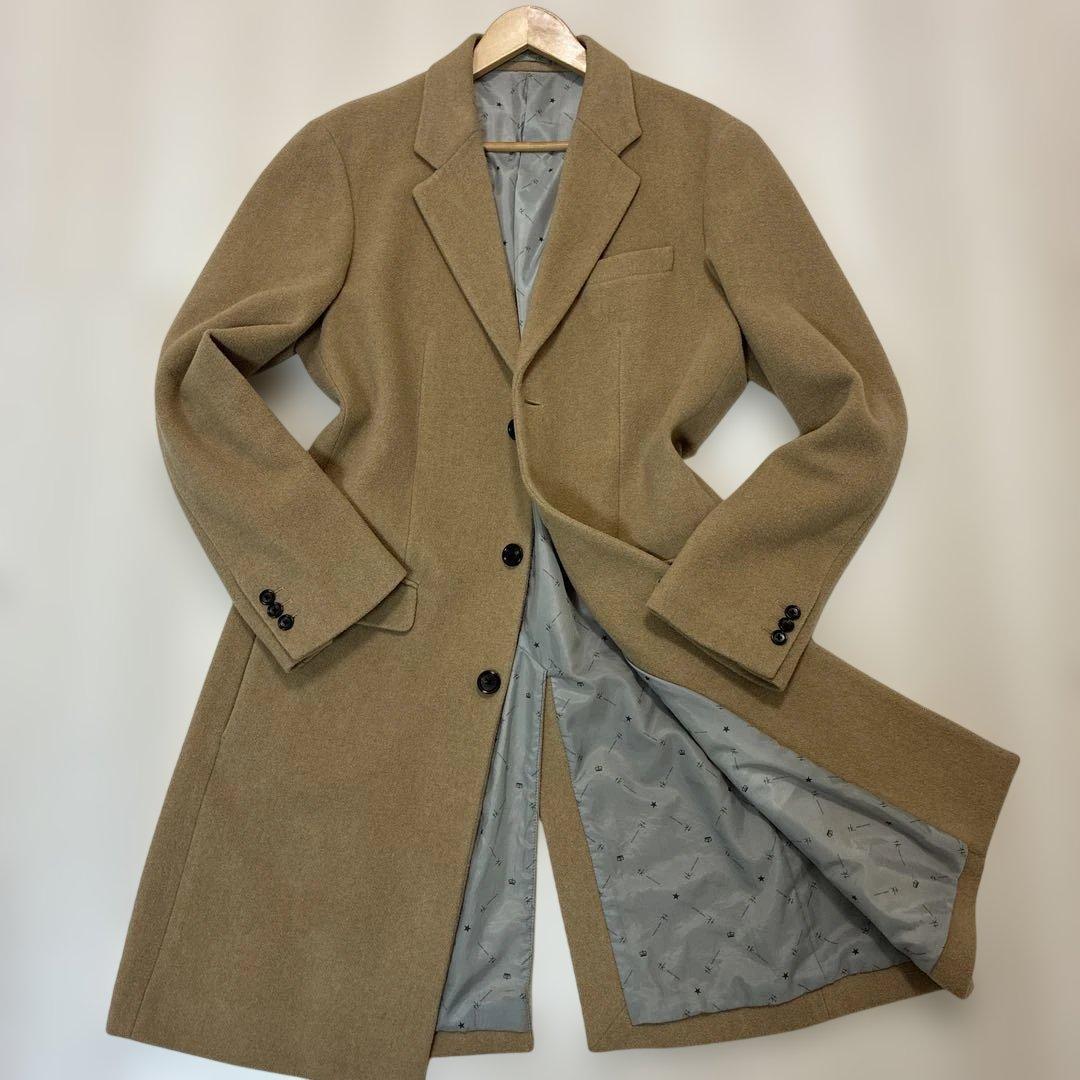 ２８日迄特価イタリア製ウール混タケオキクチシングルブレストチェスターコート XL