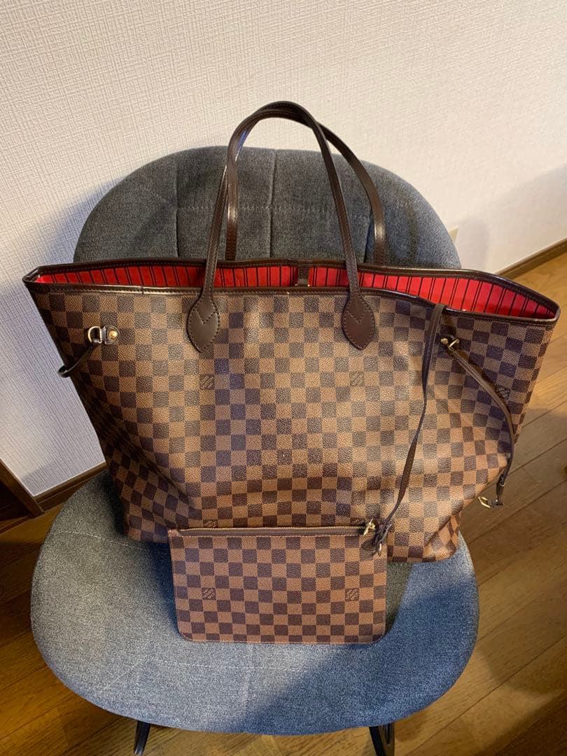 ダミエ・キャンバス トートバッグ ブラウン