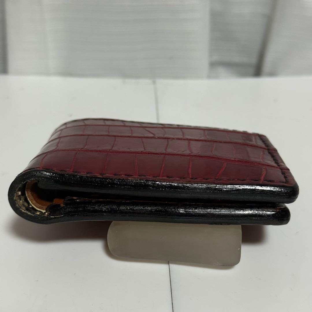 ⭐️極美品⭐️大和工房　マットレッドポロサス　二つ折り財布　カービング　パイソン
