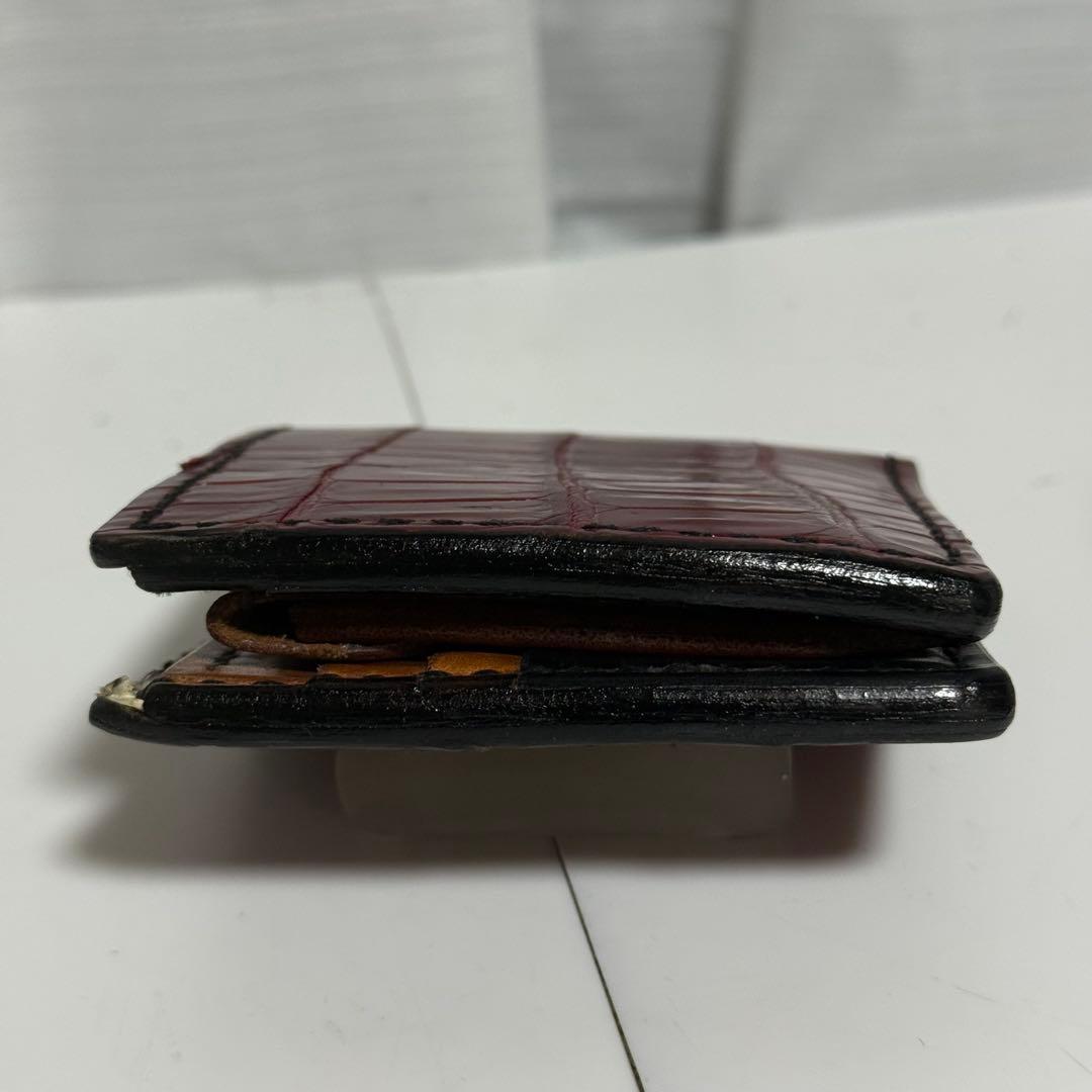⭐️極美品⭐️大和工房　マットレッドポロサス　二つ折り財布　カービング　パイソン