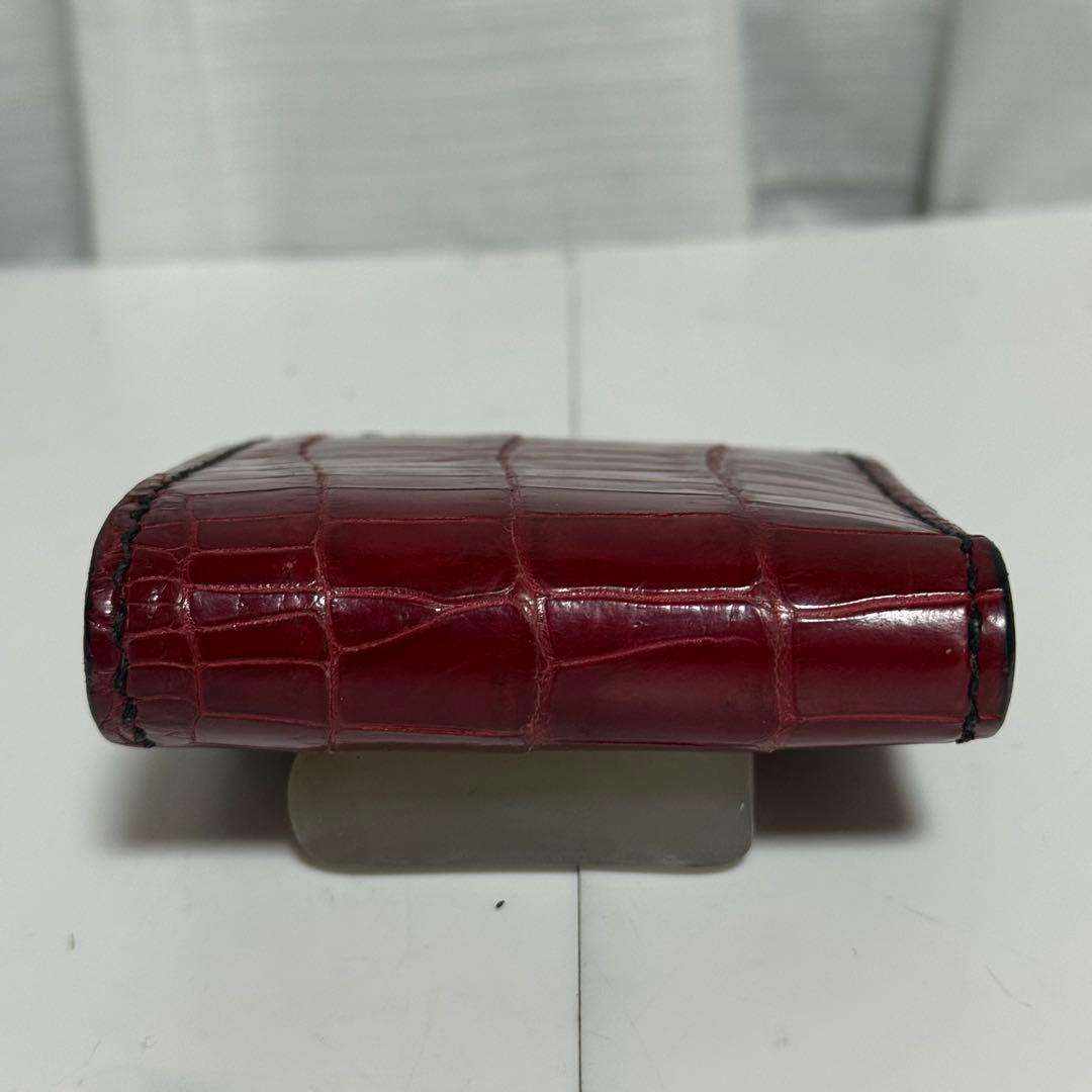 ⭐️極美品⭐️大和工房　マットレッドポロサス　二つ折り財布　カービング　パイソン