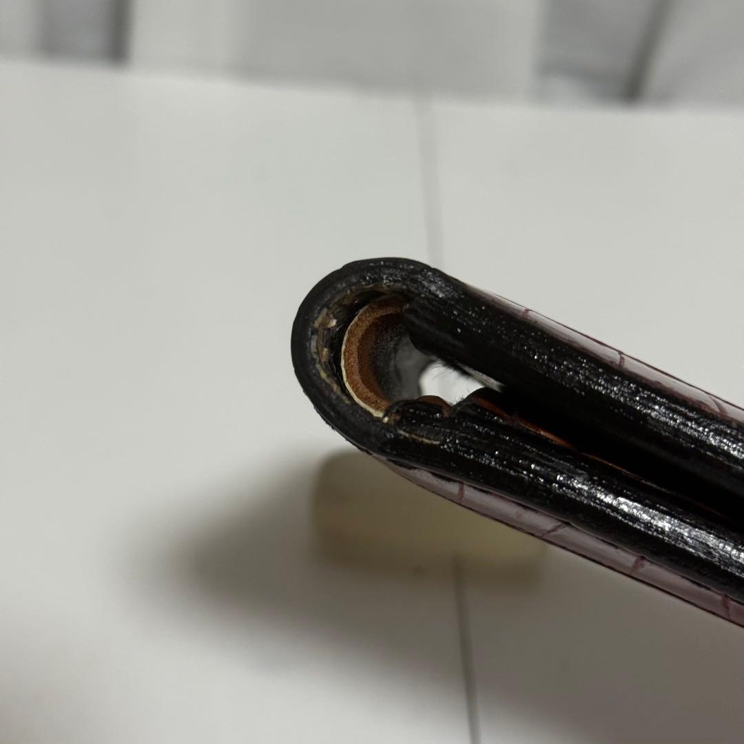 ⭐️極美品⭐️大和工房　マットレッドポロサス　二つ折り財布　カービング　パイソン