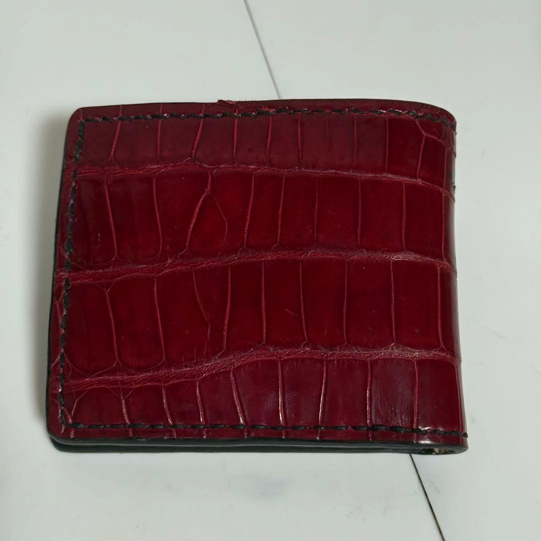 ⭐️極美品⭐️大和工房　マットレッドポロサス　二つ折り財布　カービング　パイソン