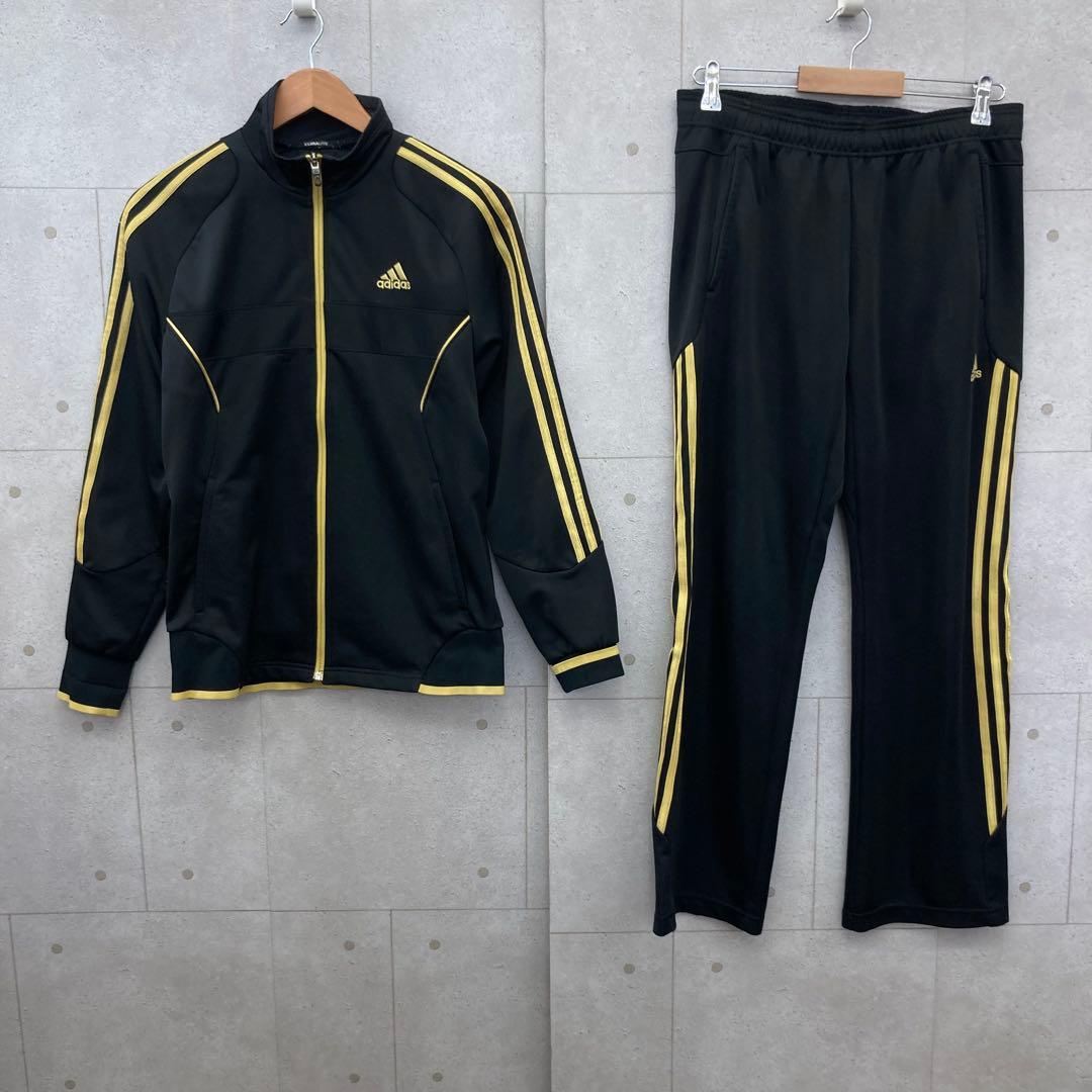 adidas アディダス ジャージ 上下セットアップ M 黒 金