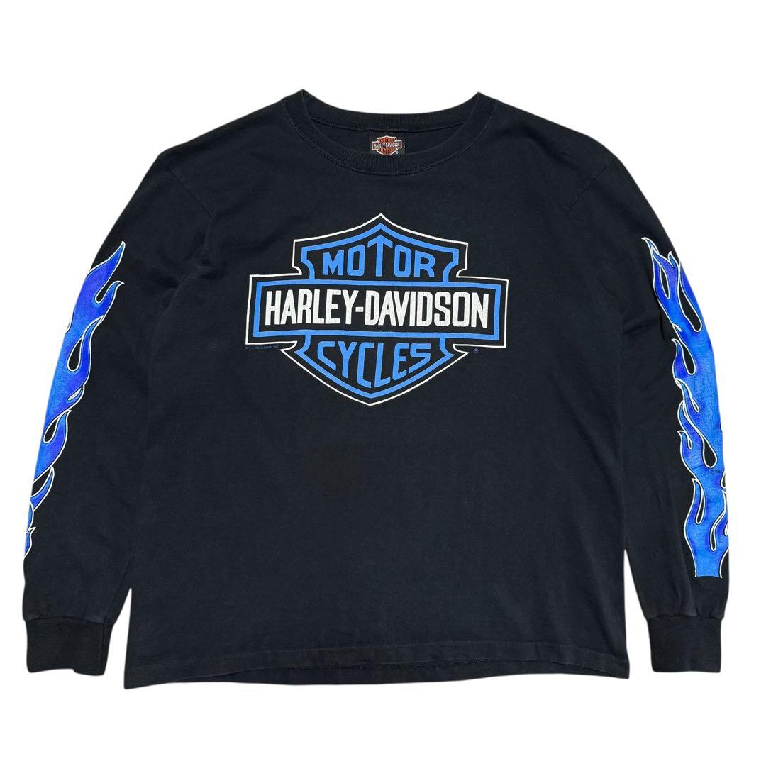 希少 90's HARLEY DAVIDSON ブルーフレイム イーグル ロンT