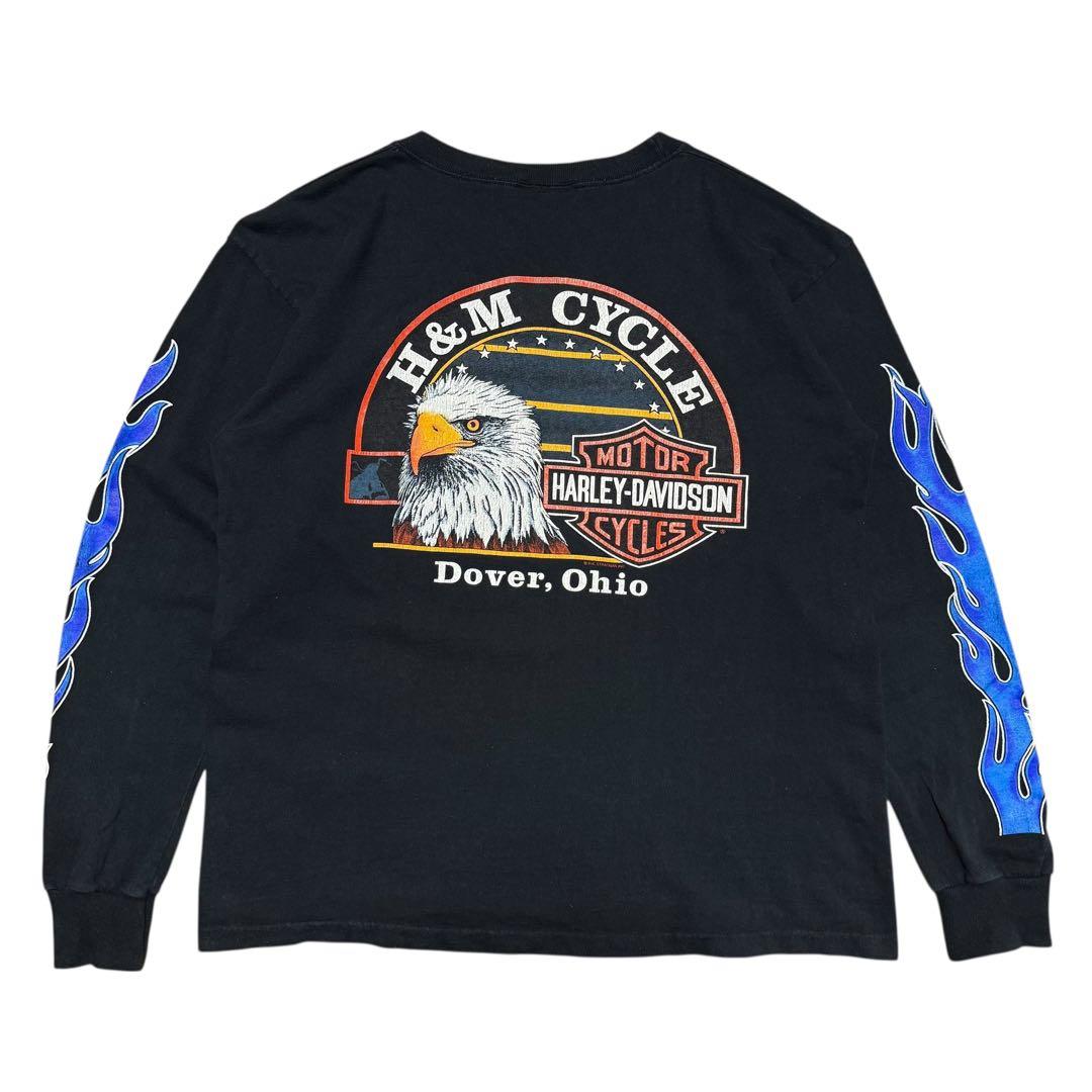 希少 90's HARLEY DAVIDSON ブルーフレイム イーグル ロンT
