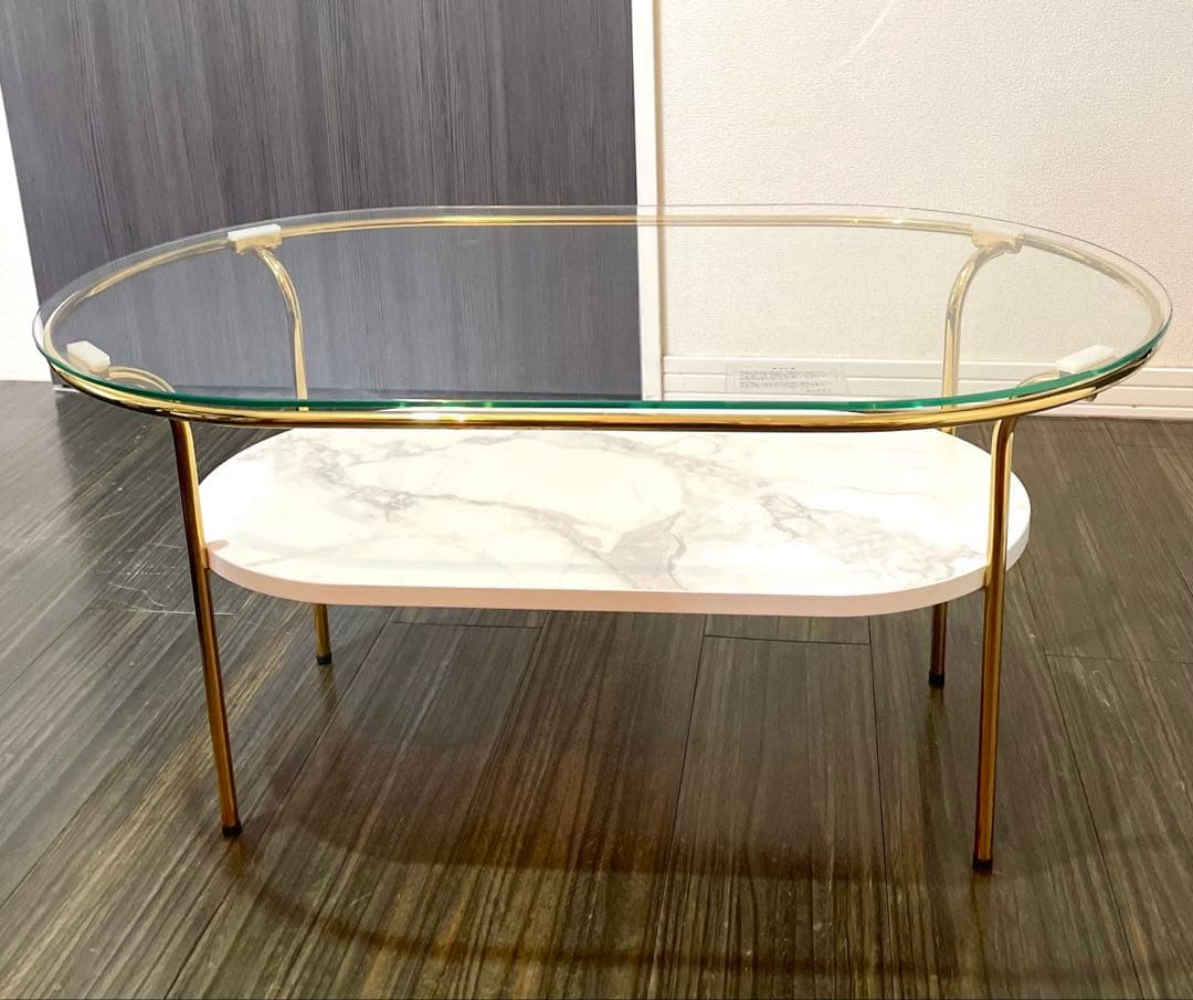 Francfranc レガート コーヒーテーブル S ゴールド×マーブル