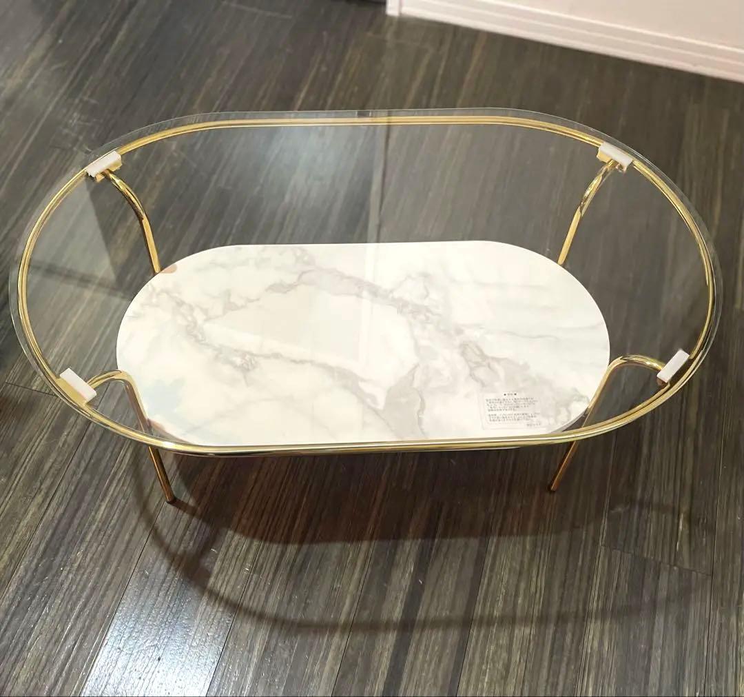 Francfranc レガート コーヒーテーブル S ゴールド×マーブル