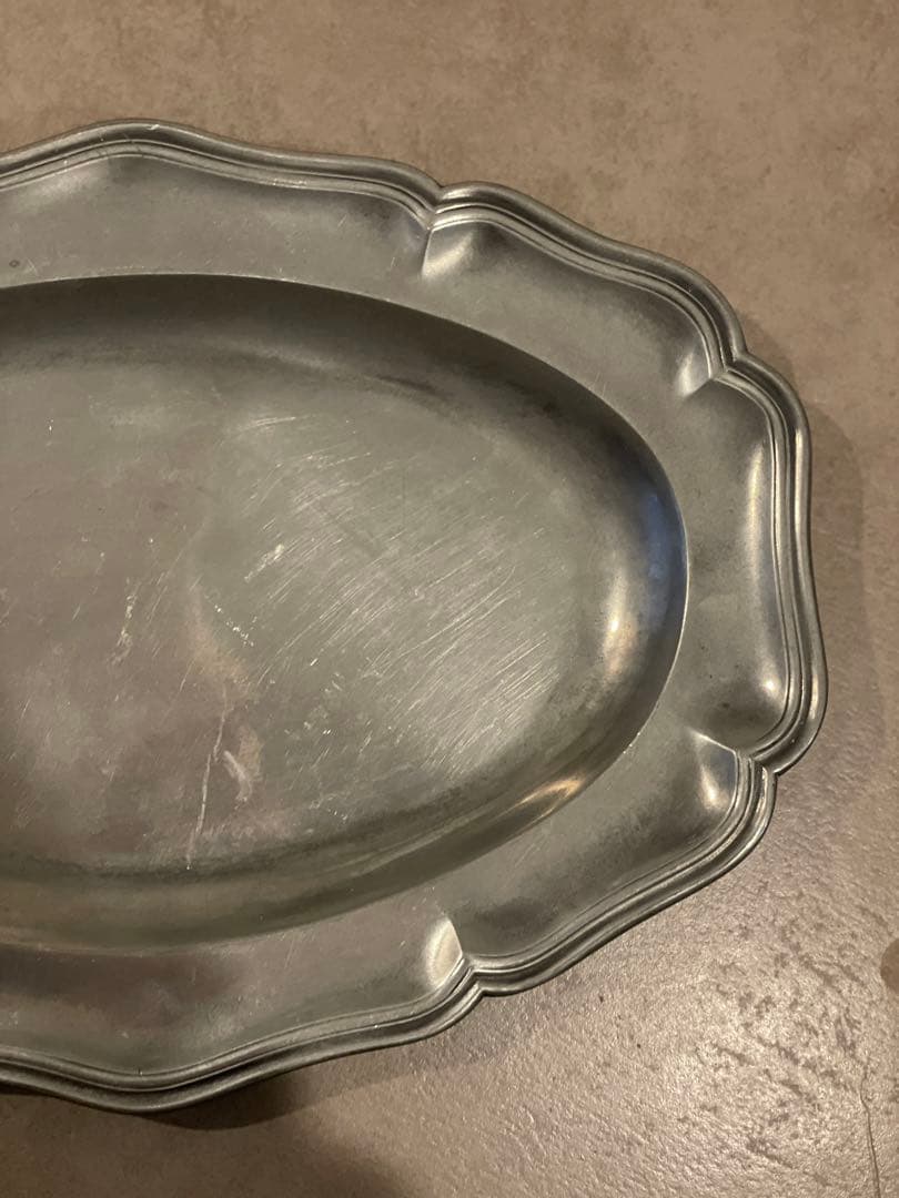 trapezoid イングリッシュピューター オーバル花リム皿 31cm