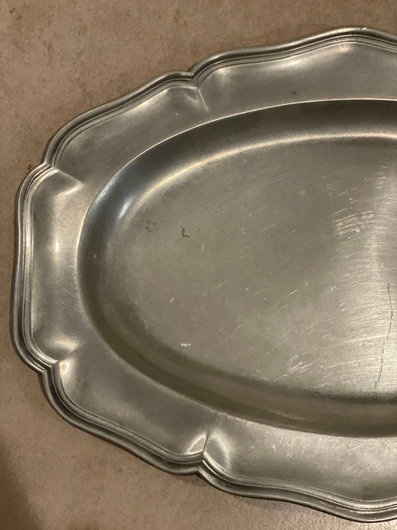 trapezoid イングリッシュピューター オーバル花リム皿 31cm