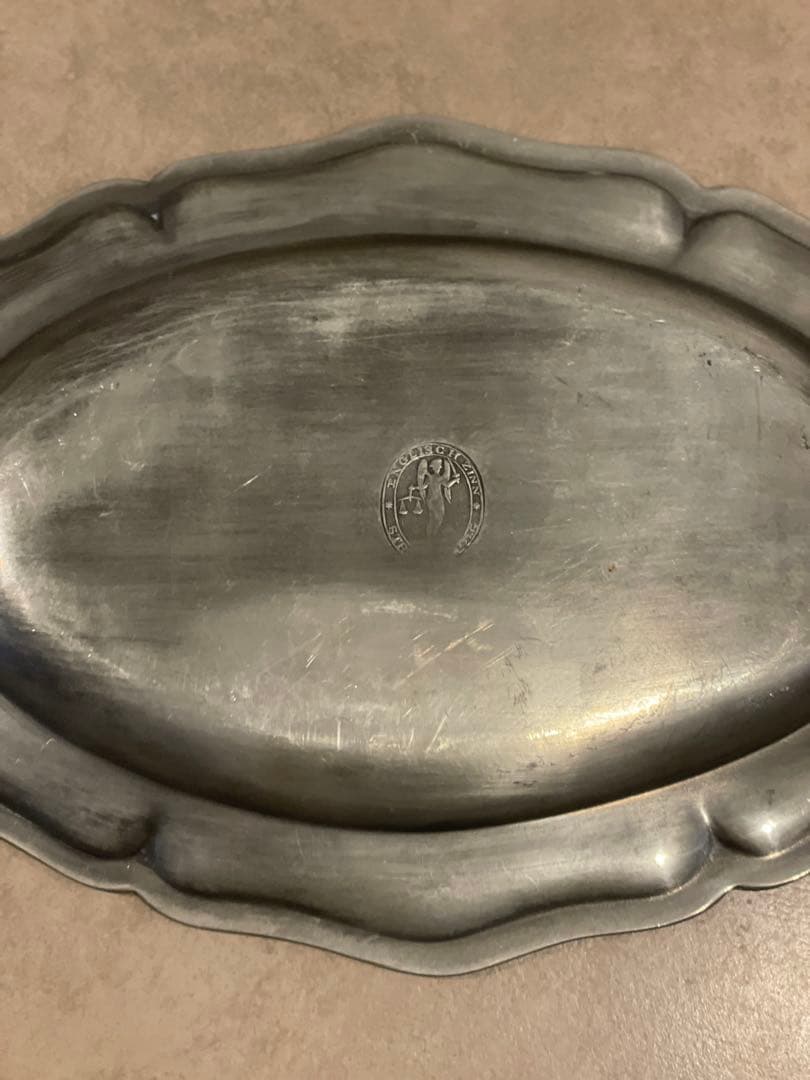 trapezoid イングリッシュピューター オーバル花リム皿 31cm