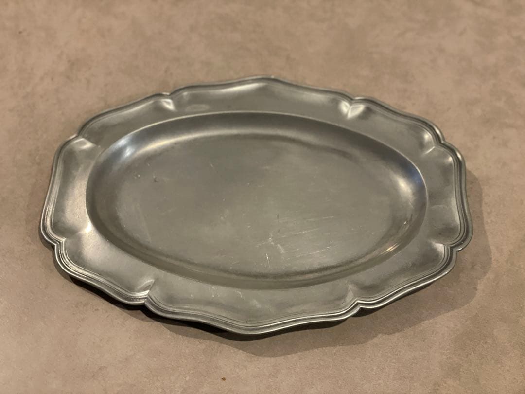 trapezoid イングリッシュピューター オーバル花リム皿 31cm