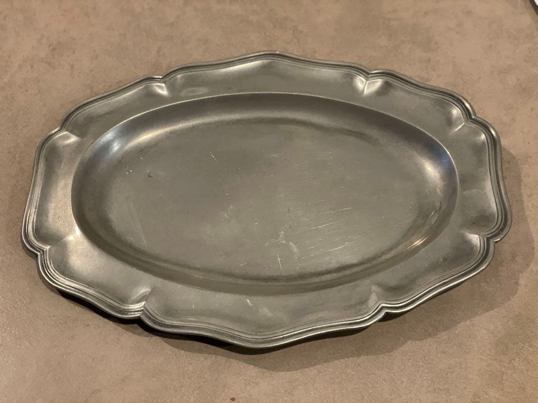 trapezoid イングリッシュピューター オーバル花リム皿 31cm