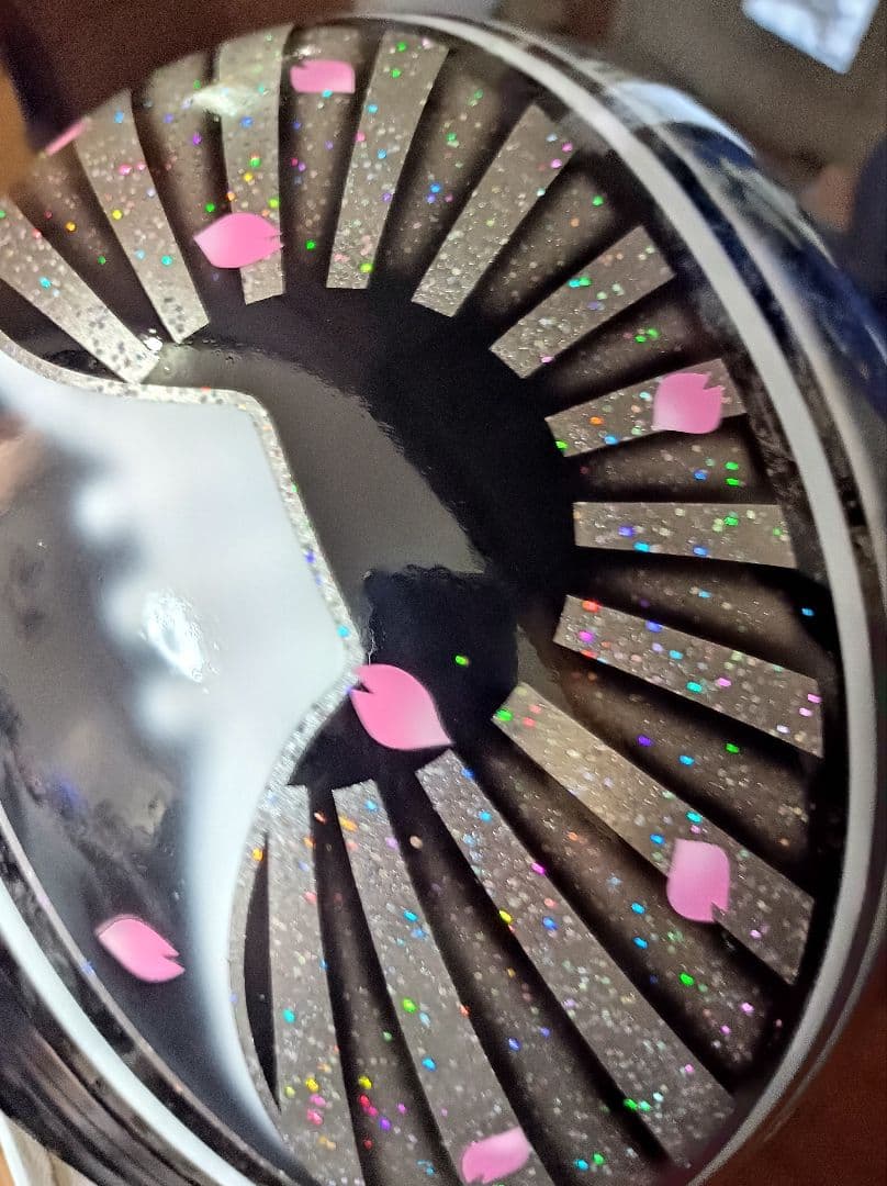 カスタムコルク半　黒ラップ✘黒富士日章　七色ラメ