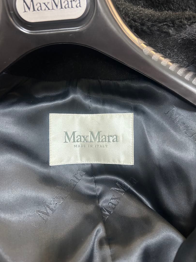 マックスマーラ リアルファー コート ベルテッド　フード 38 白タグ 毛皮