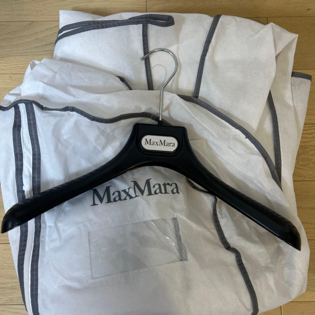 マックスマーラ リアルファー コート ベルテッド　フード 38 白タグ 毛皮
