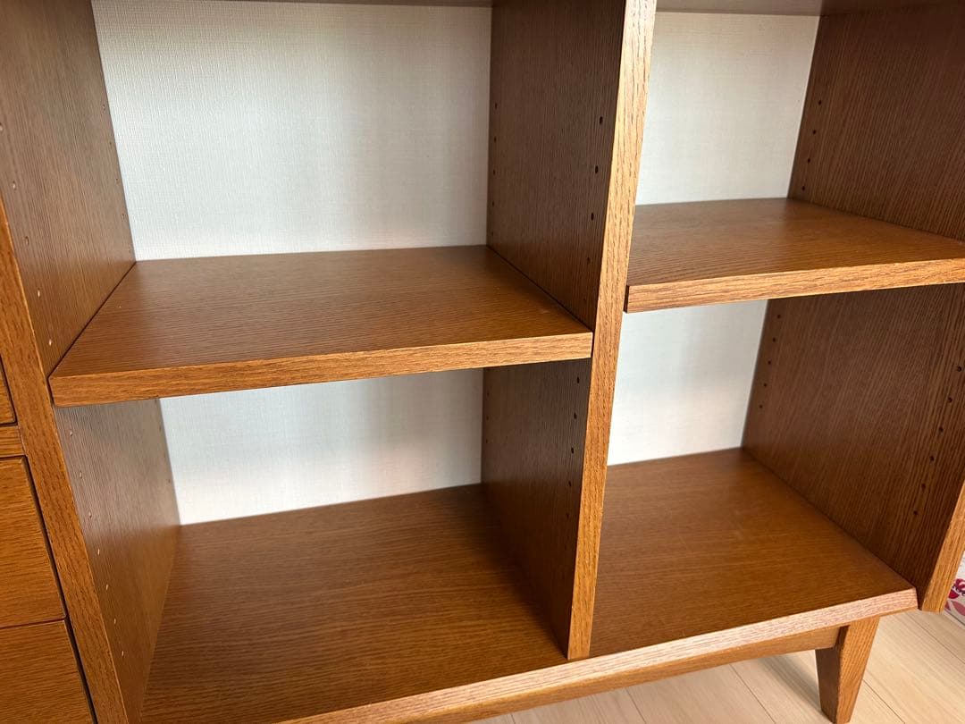 木目調 引き出し付きキャビネット