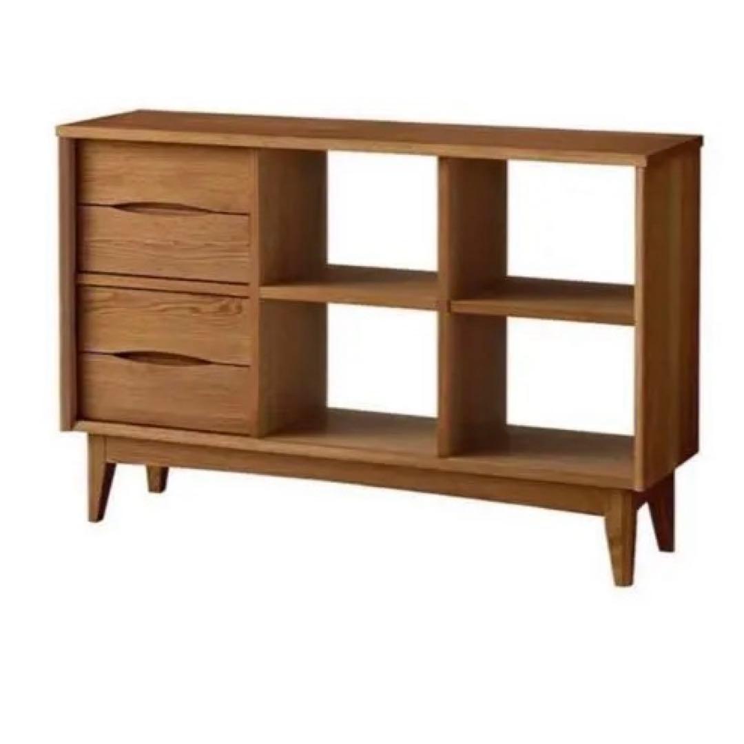 木目調 引き出し付きキャビネット