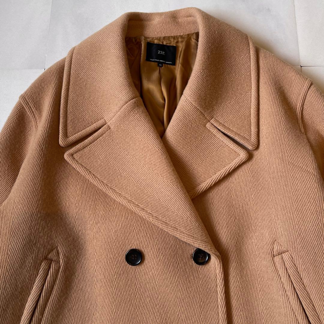 23区 ヘリンボーン ショート ピーコート 大きいサイズ 46 2022AW✨