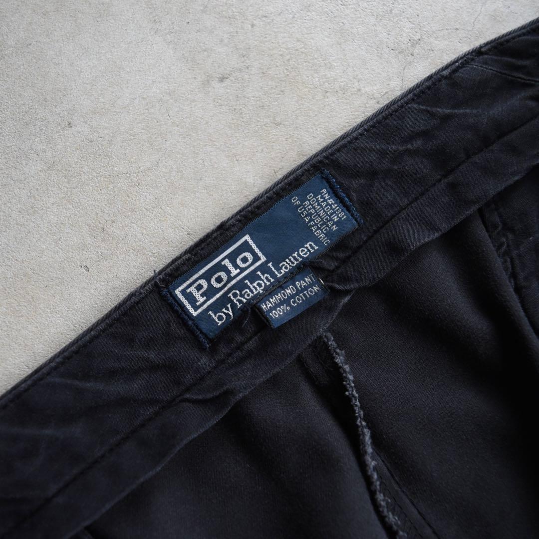 90s ラルフローレン ポロチノ ツータックチノ黒ブラック USA W36L30