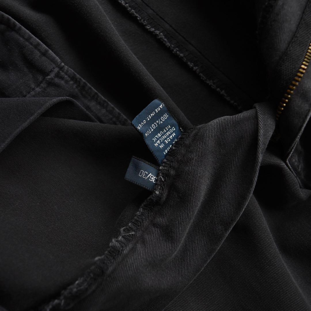 90s ラルフローレン ポロチノ ツータックチノ黒ブラック USA W36L30