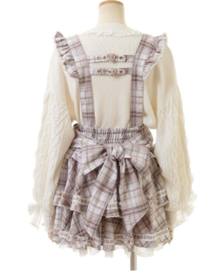 LIZLISA はしごリボンチェックティアードスカパン ピンク