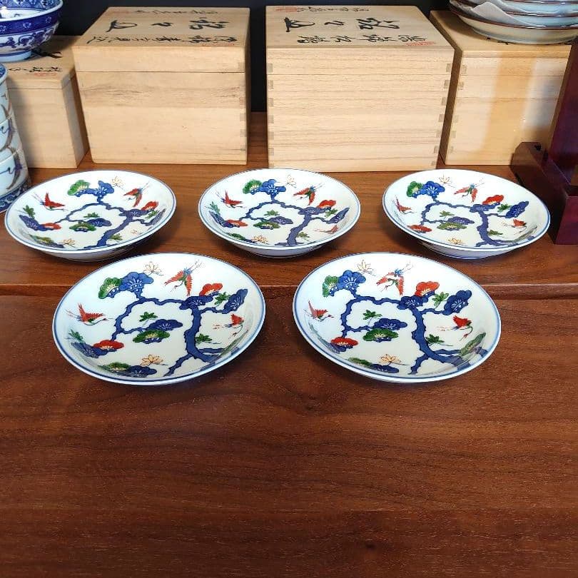 源右衛門 窯　染錦の銘々皿　お正月準備