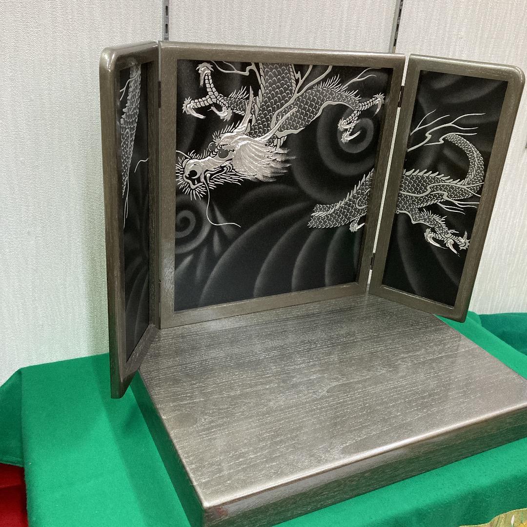 E2 高級桐　銀塗り台巾60㎝位　五月人形台屏風　5月兜台　5月屏風　鎧兜飾り
