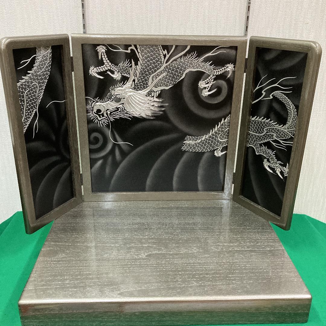 E2 高級桐　銀塗り台巾60㎝位　五月人形台屏風　5月兜台　5月屏風　鎧兜飾り