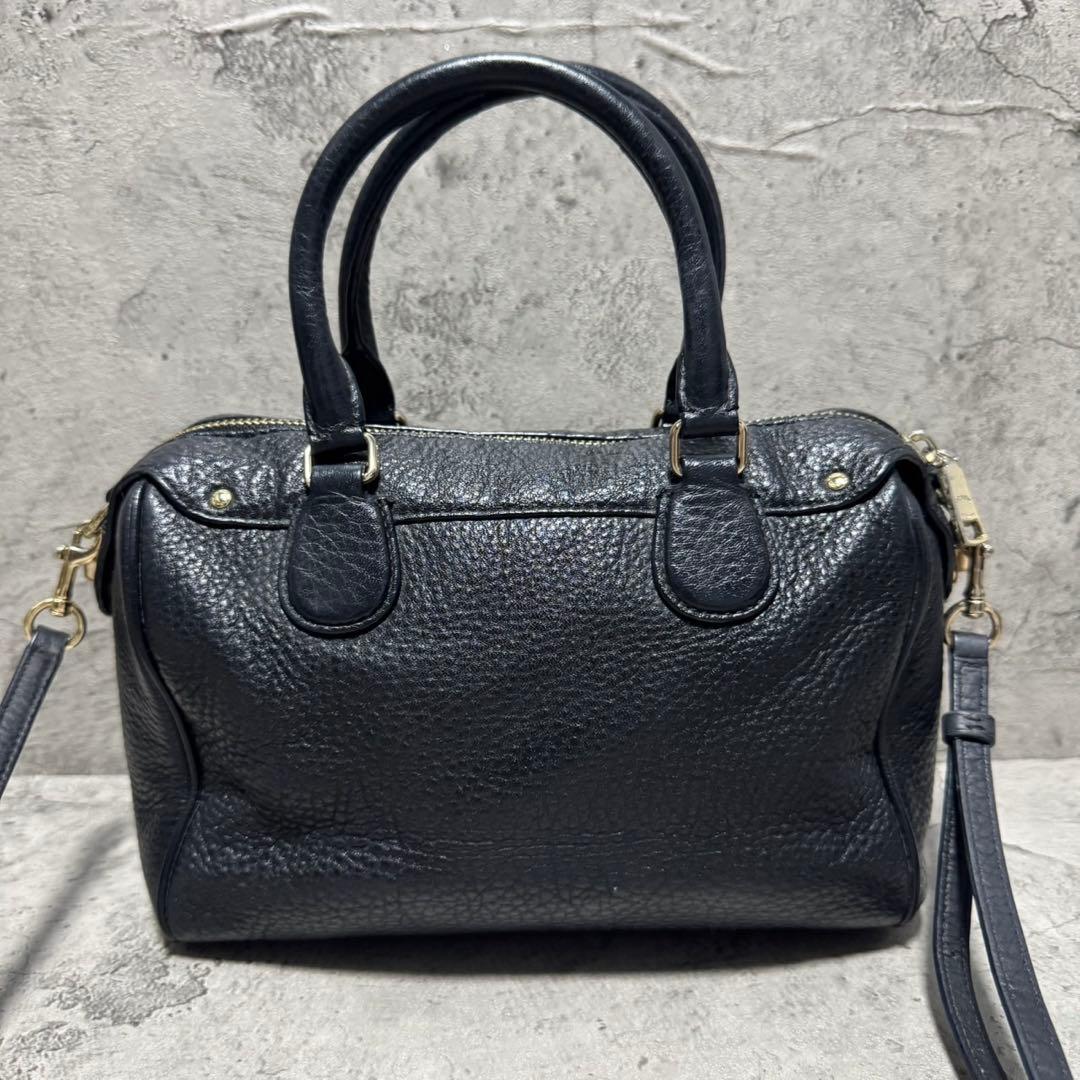 美品✨️コーチ 2way ショルダーバッグ ミニボストン ターンロック レザー 黒