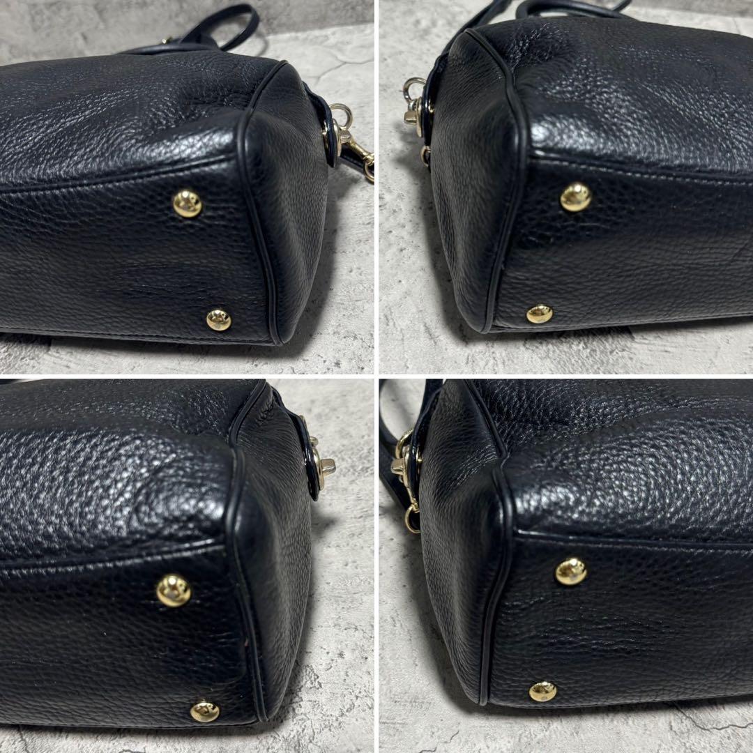 美品✨️コーチ 2way ショルダーバッグ ミニボストン ターンロック レザー 黒