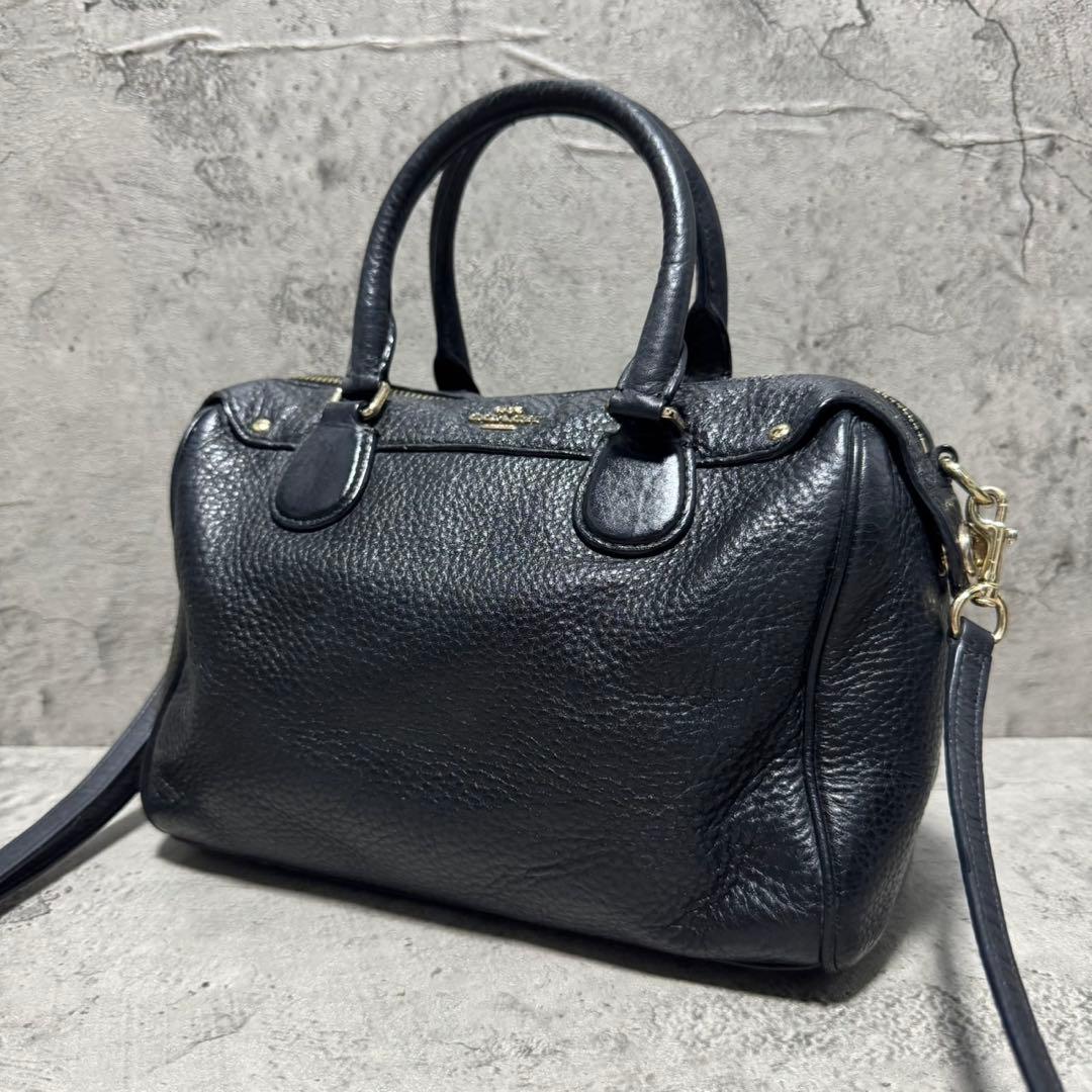 美品✨️コーチ 2way ショルダーバッグ ミニボストン ターンロック レザー 黒