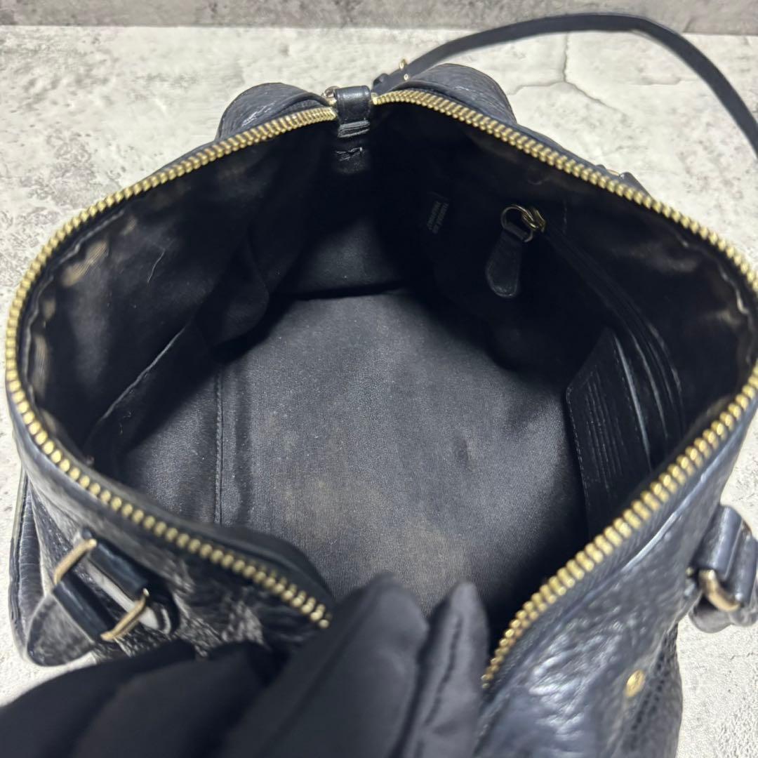 美品✨️コーチ 2way ショルダーバッグ ミニボストン ターンロック レザー 黒