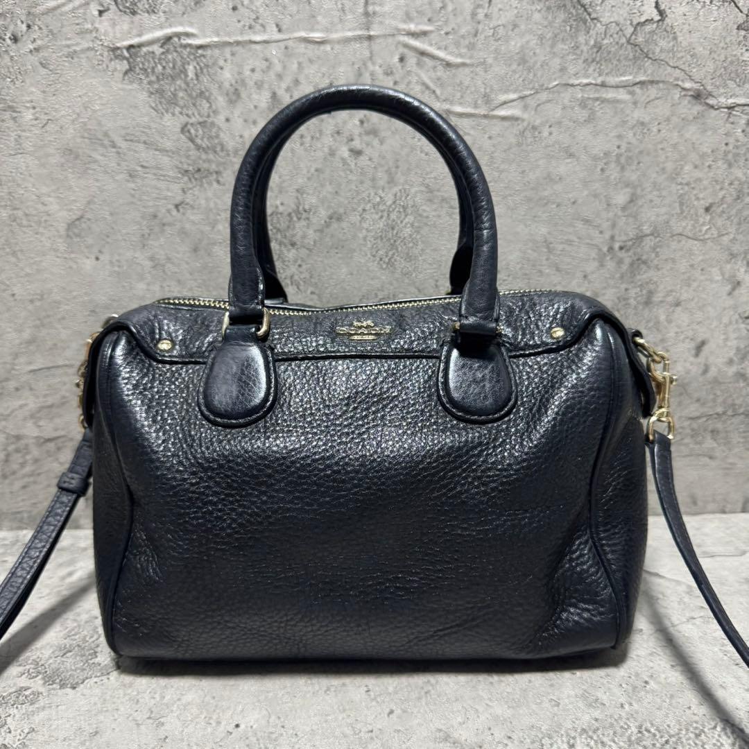 美品✨️コーチ 2way ショルダーバッグ ミニボストン ターンロック レザー 黒