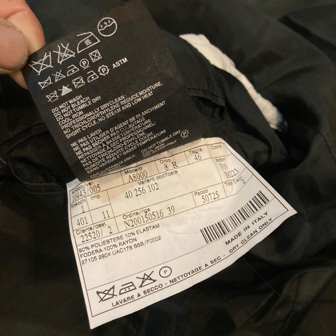 PRADA ストライプ柄3釦セットアップシングルスーツ46 ブラックイタリア製