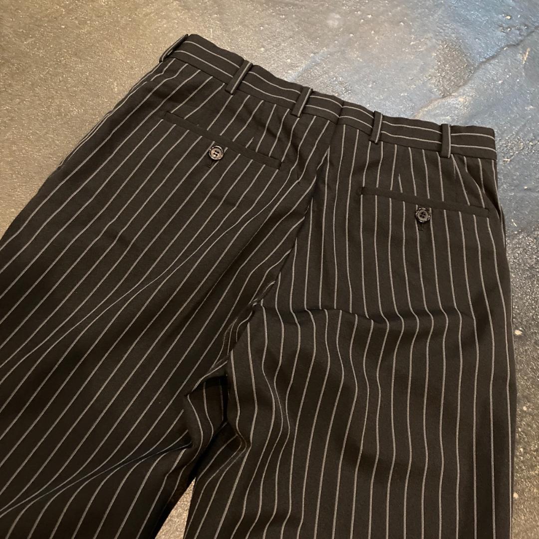 PRADA ストライプ柄3釦セットアップシングルスーツ46 ブラックイタリア製