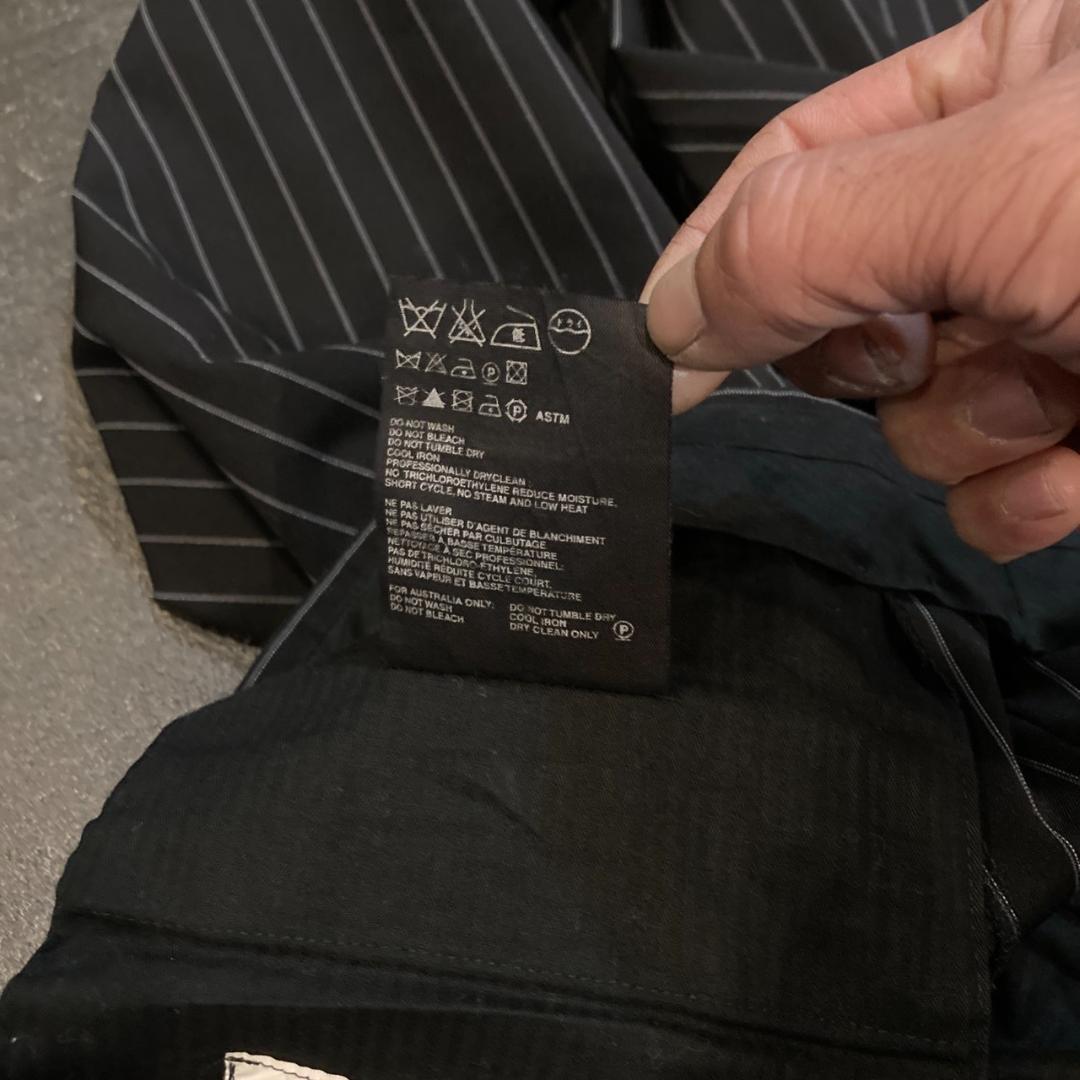 PRADA ストライプ柄3釦セットアップシングルスーツ46 ブラックイタリア製