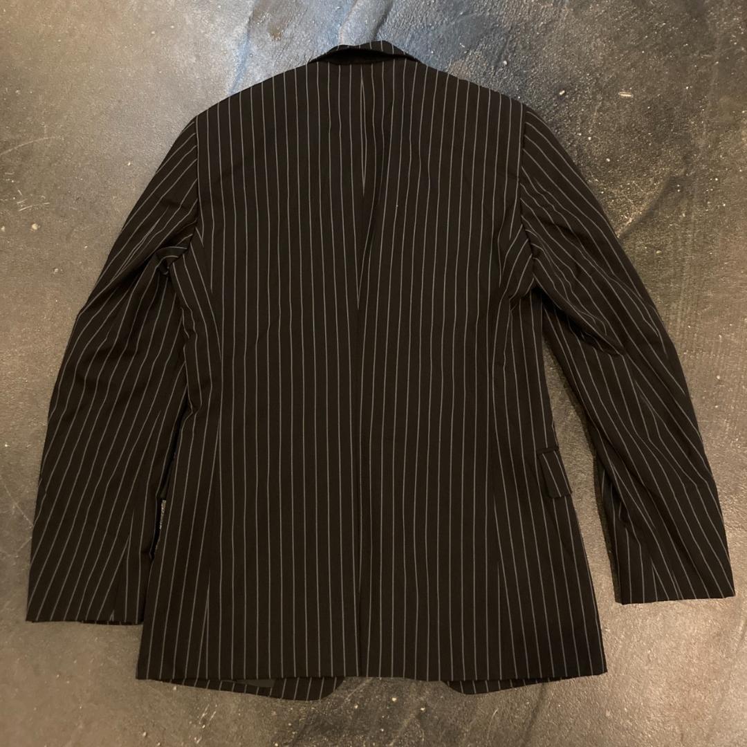 PRADA ストライプ柄3釦セットアップシングルスーツ46 ブラックイタリア製