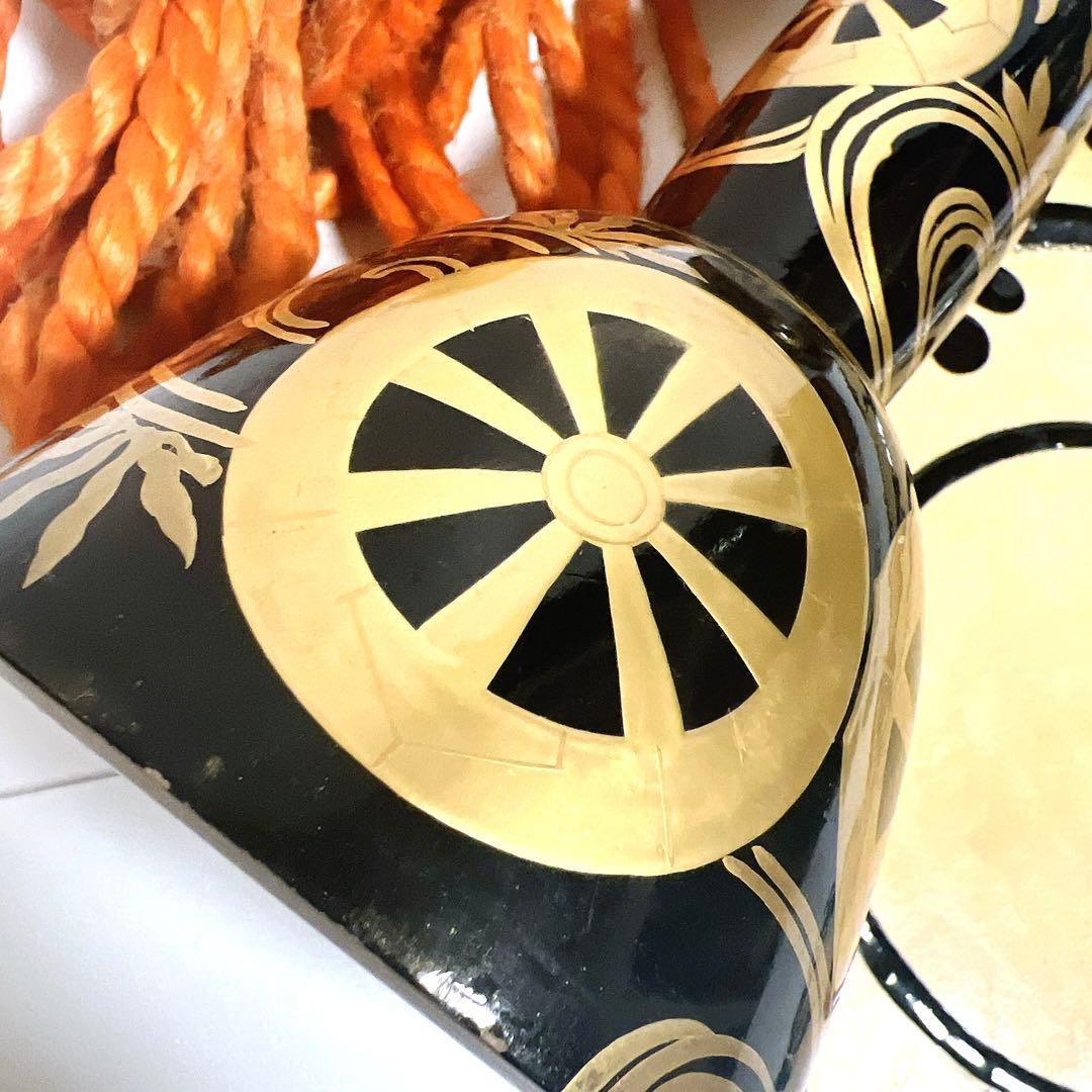 【希少】鼓　蒔絵　小鼓　胴　和楽器　漆塗り　伝統芸能　能 歌舞伎　竹雀　金彩