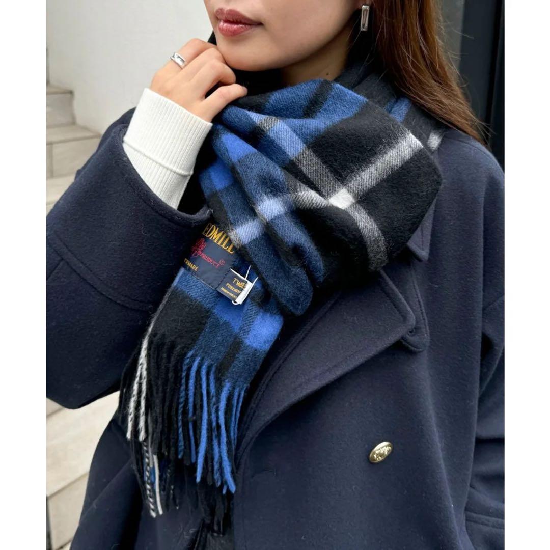 TWEEDMILLツイードミル チェック　ストール　ブルー