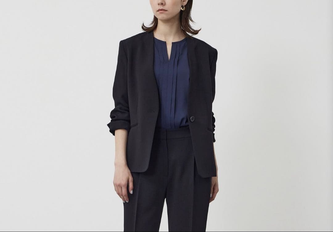 未使用✨PLST プラステ トリアセブレンドカラーレスジャケット 黒 M 25年