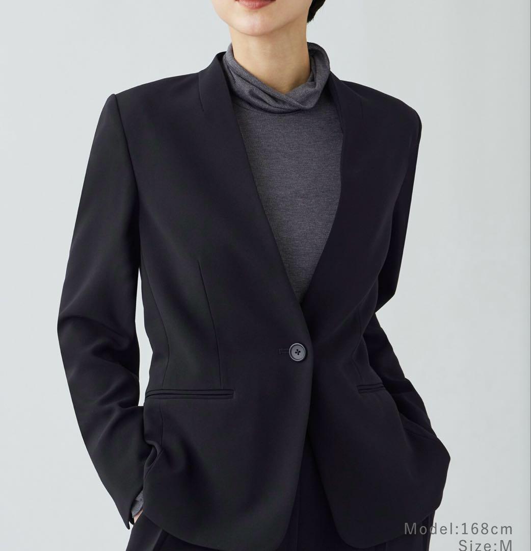 未使用✨PLST プラステ トリアセブレンドカラーレスジャケット 黒 M 25年