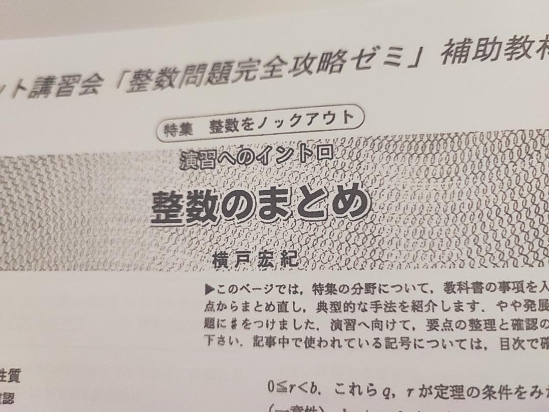 大数ゼミによる整数問題完全攻略ゼミプリントフルセット　数学　駿台　河合塾