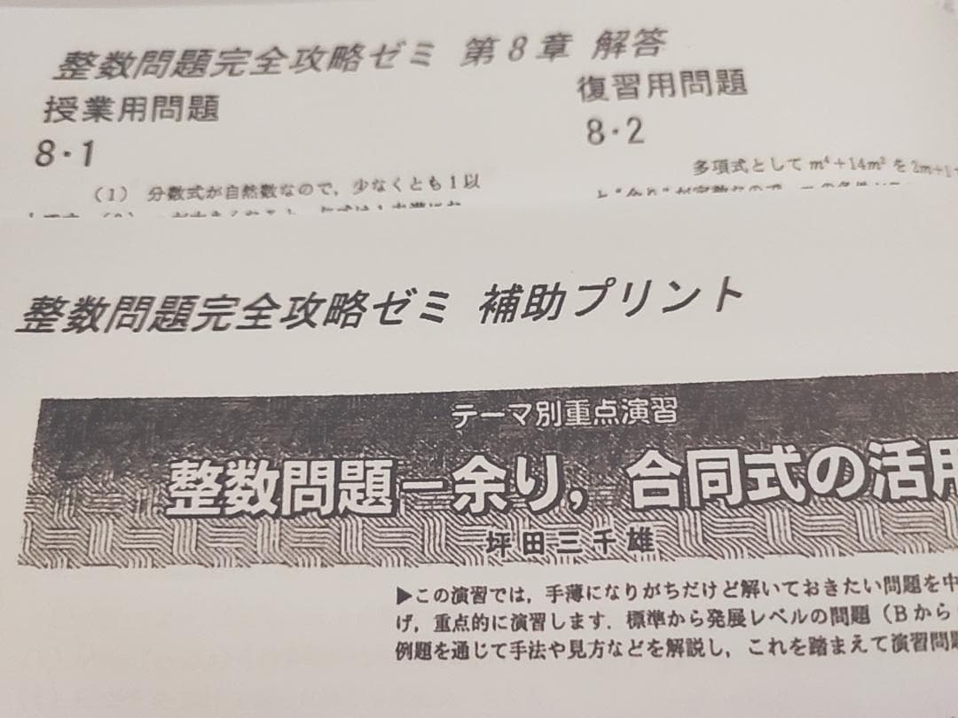 大数ゼミによる整数問題完全攻略ゼミプリントフルセット　数学　駿台　河合塾