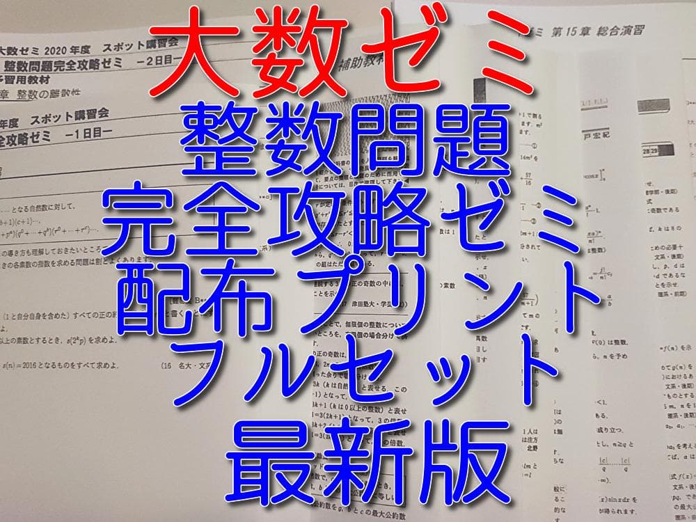 大数ゼミによる整数問題完全攻略ゼミプリントフルセット　数学　駿台　河合塾